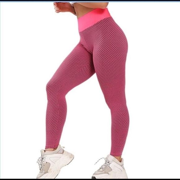 Pink TikTok Leggings Ruched Butt Lifting - Picture 2 of 6